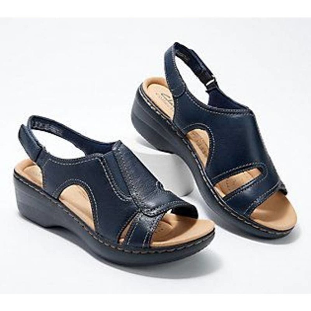 Clarks Merliah Collection women's sling-back open toe Leather Sandals,shoes